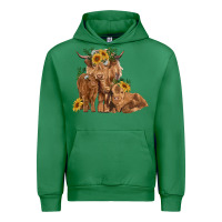 Emerald highland cow family Urban Hoodie - RanaPortraitStore