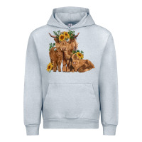 Heather Grey highland cow family Urban Hoodie - RanaPortraitStore