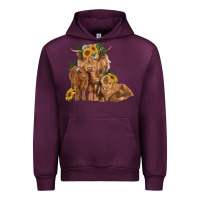 Mauve Wine highland cow family Urban Hoodie - RanaPortraitStore