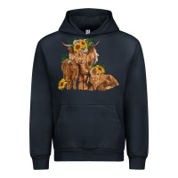 Navy highland cow family Urban Hoodie - RanaPortraitStore