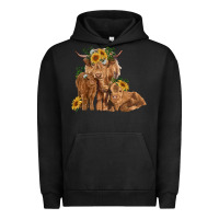 Pigment Black highland cow family Urban Hoodie - RanaPortraitStore