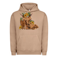 Pigment Burro highland cow family Urban Hoodie - RanaPortraitStore