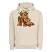 Pigment French Oak highland cow family Urban Hoodie - RanaPortraitStore