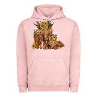 Pigment Salmon highland cow family Urban Hoodie - RanaPortraitStore