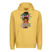 Antique Gold afro messy bun nurse life Premium Hoodie - texasbilliewilder