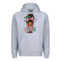 Heather Grey afro messy bun nurse life Premium Hoodie - texasbilliewilder
