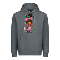 Rock afro messy bun nurse life Premium Hoodie - texasbilliewilder