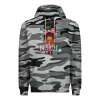 Slate Camo afro messy bun nurse life Premium Hoodie - texasbilliewilder