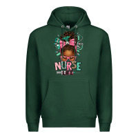 Sports Green afro messy bun nurse life Premium Hoodie - texasbilliewilder