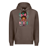 Coffee afro messy bun nurse life Premium Hoodie - texasbilliewilder