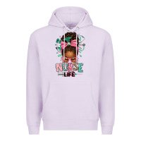 Lilac afro messy bun nurse life Premium Hoodie - texasbilliewilder