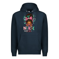 Navy afro messy bun nurse life Premium Hoodie - texasbilliewilder