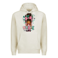 Oatmeal Heather afro messy bun nurse life Premium Hoodie - texasbilliewilder