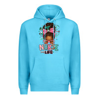 Ocean Blue afro messy bun nurse life Premium Hoodie - texasbilliewilder