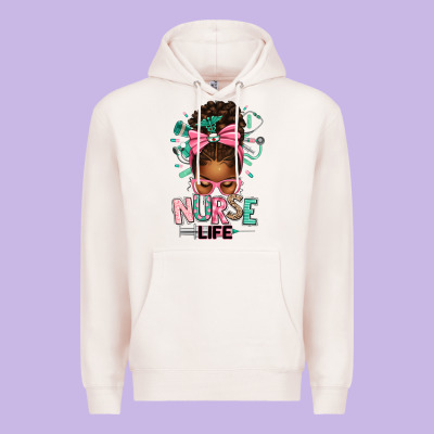 Afro Messy Bun Nurse Life Premium Hoodie Designed By Texasbilliewilder