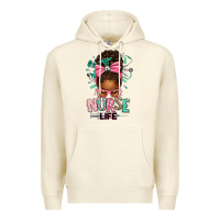 Sandshell afro messy bun nurse life Premium Hoodie - texasbilliewilder