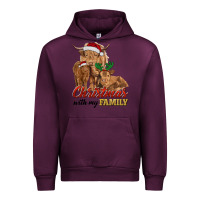 Mauve Wine christmas with my family highland cow cattle and calves Urban Hoodie - RanaPortraitStore