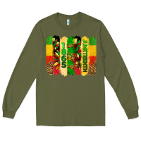 Army Green juneteenth brushstrokes Long Sleeve Tee - BarkalooDesign