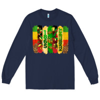 Navy juneteenth brushstrokes Long Sleeve Tee - BarkalooDesign