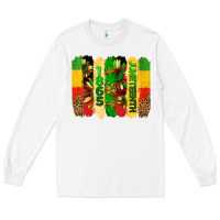 White juneteenth brushstrokes Long Sleeve Tee - BarkalooDesign