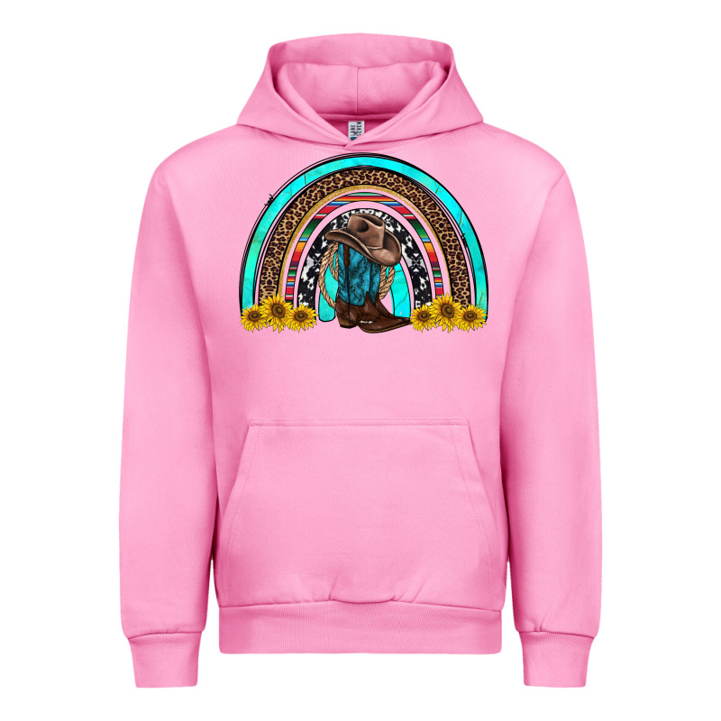 Western Cowboy Boots Sunflowers Rainbow Urban Hoodie by RanaPortraitStore | Teevron