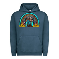 Pigment Midnight Navy western cowboy boots sunflowers rainbow Urban Hoodie - RanaPortraitStore