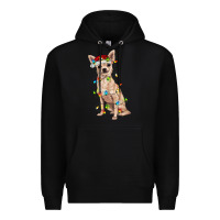 Black Chihuahua with christmas lights Premium Hoodie - RanaPortraitStore
