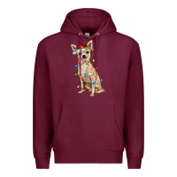 Burgundy Chihuahua with christmas lights Premium Hoodie - RanaPortraitStore