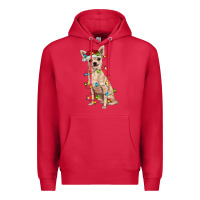 Cardinal Chihuahua with christmas lights Premium Hoodie - RanaPortraitStore