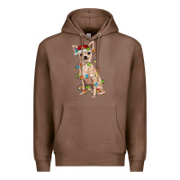 Chestnut Chihuahua with christmas lights Premium Hoodie - RanaPortraitStore