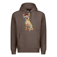 Coffee Chihuahua with christmas lights Premium Hoodie - RanaPortraitStore