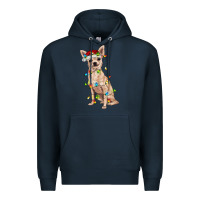 Navy Chihuahua with christmas lights Premium Hoodie - RanaPortraitStore