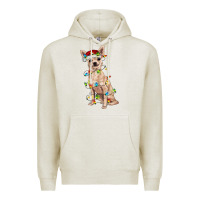 Oatmeal Heather Chihuahua with christmas lights Premium Hoodie - RanaPortraitStore
