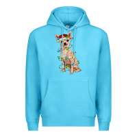 Ocean Blue Chihuahua with christmas lights Premium Hoodie - RanaPortraitStore