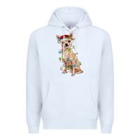 White Chihuahua with christmas lights Premium Hoodie - RanaPortraitStore