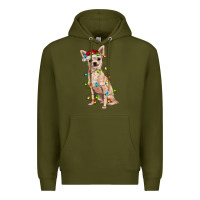 Army Green Chihuahua with christmas lights Premium Hoodie - RanaPortraitStore