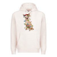 Pale Pink Chihuahua with christmas lights Premium Hoodie - RanaPortraitStore
