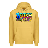 Antique Gold it's ok to say gay Premium Hoodie - Zillion Design Studio