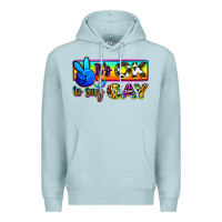 Blue Mist it's ok to say gay Premium Hoodie - Zillion Design Studio