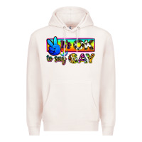Pale Pink it's ok to say gay Premium Hoodie - Zillion Design Studio