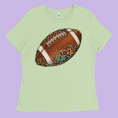 Western Football Leopard Turquoise Pattern Ladies Tee Designed By Artiststas