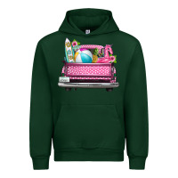 Forest Green summer pink truck beach Urban Hoodie - texasbilliewilder