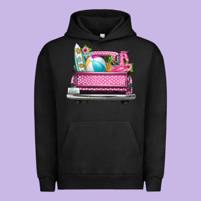 Summer Pink Truck Beach Urban Hoodie Designed By Texasbilliewilder