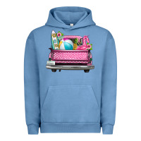 Pigment Pebble Blue summer pink truck beach Urban Hoodie - texasbilliewilder