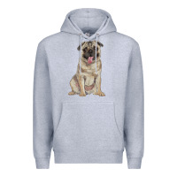 Heather Grey pug Premium Hoodie - RanaPortraitStore
