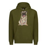Army Green pug Premium Hoodie - RanaPortraitStore