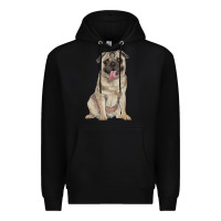 Black pug Premium Hoodie - RanaPortraitStore
