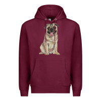 Burgundy pug Premium Hoodie - RanaPortraitStore