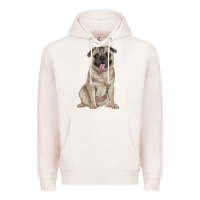 Pale Pink pug Premium Hoodie - RanaPortraitStore