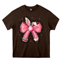 Chocolate Brown easter bunny pencil bow Heavy Core Tee - CowhideDigitalArt